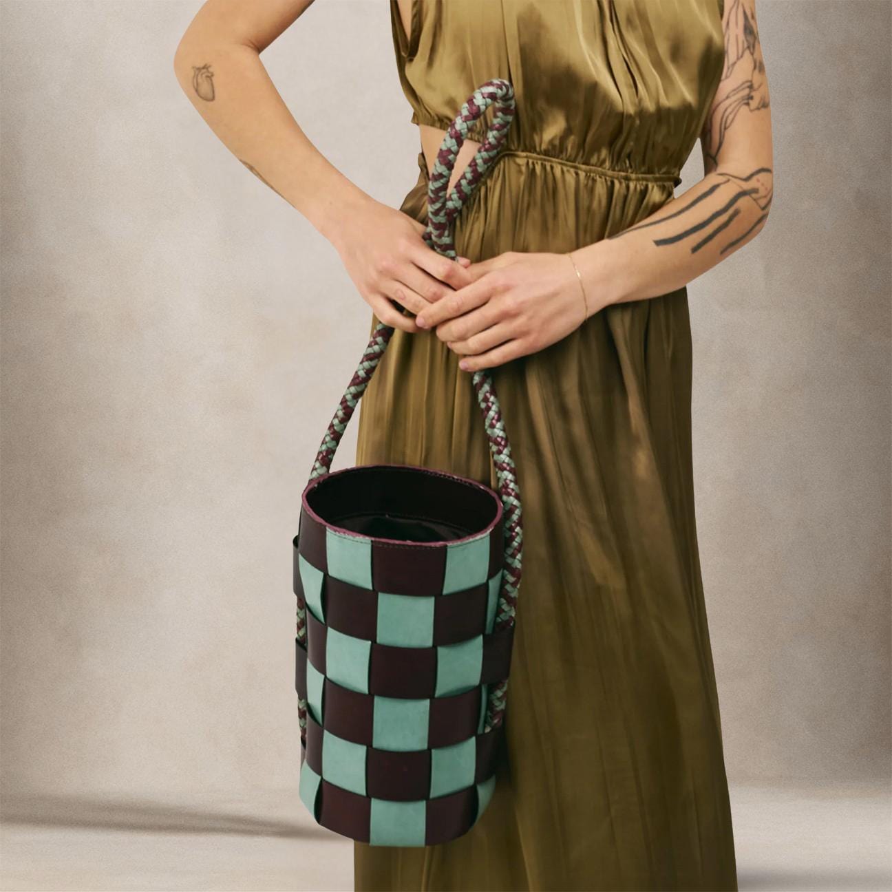 VIPERA Borsa donna Schamat Bordeaux e Verde