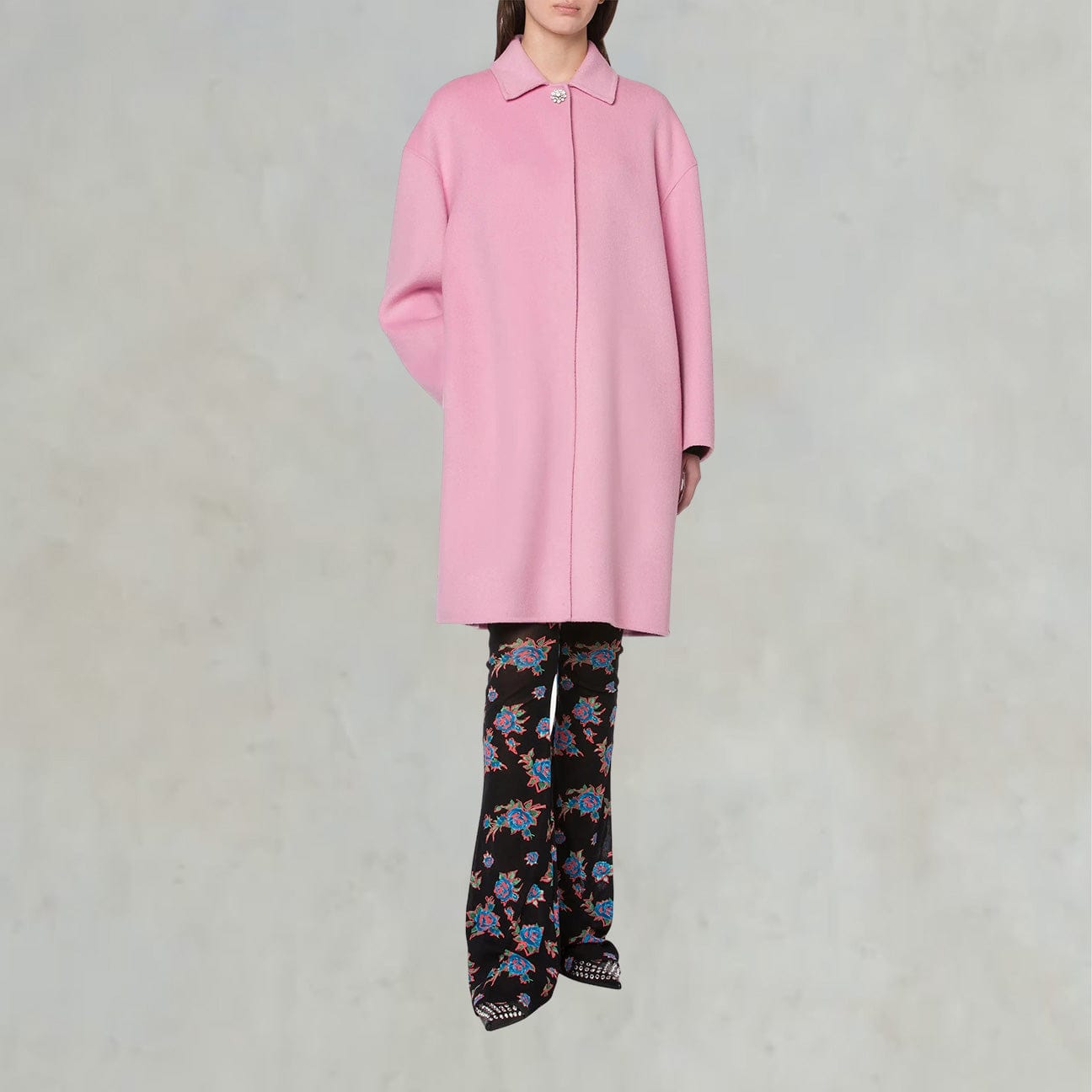 Cappotto in lana double con bottone gioiello 0609 5759 A0222 ROSA PHILOSOPHY 