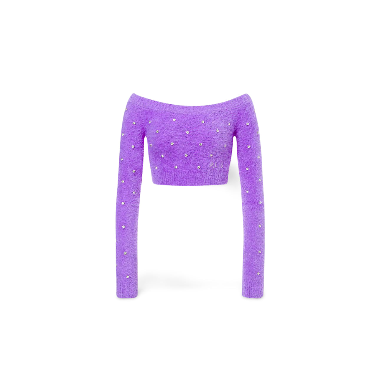 Maglia crop super soft con strass Lilla 0915 5703 A0263 VIOLA PHILOSOPHY 