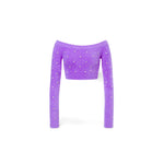 Maglia crop super soft con strass Lilla 0915 5703 A0263 VIOLA PHILOSOPHY 