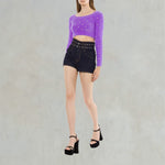 Maglia crop super soft con strass Lilla 0915 5703 A0263 VIOLA PHILOSOPHY 