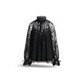 Camicia blouson in pizzo Nero 211916029 001 BLACK POLO RALPH LAUREN 