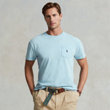 T-Shirt con taschino Azzurro<BR/> 7108357560 016 POW BLUE POLO RALPH LAUREN 