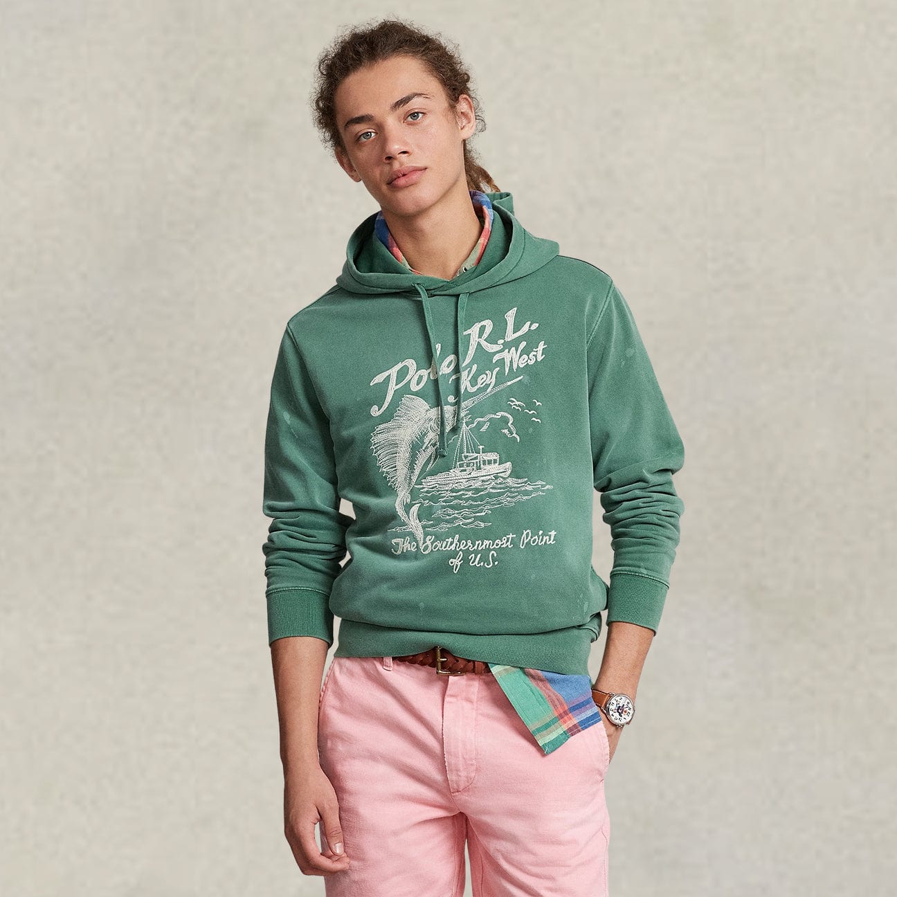 Felpa con grafica Verde<BR/> 710904452 001 GREEN POLO RALPH LAUREN 