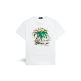 T-Shirt con Palme e Logo Bianco<BR/> 710904479 001 NEVIS POLO RALPH LAUREN 