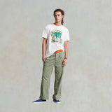 T-Shirt con Palme e Logo Bianco<BR/> 710904479 001 NEVIS POLO RALPH LAUREN 