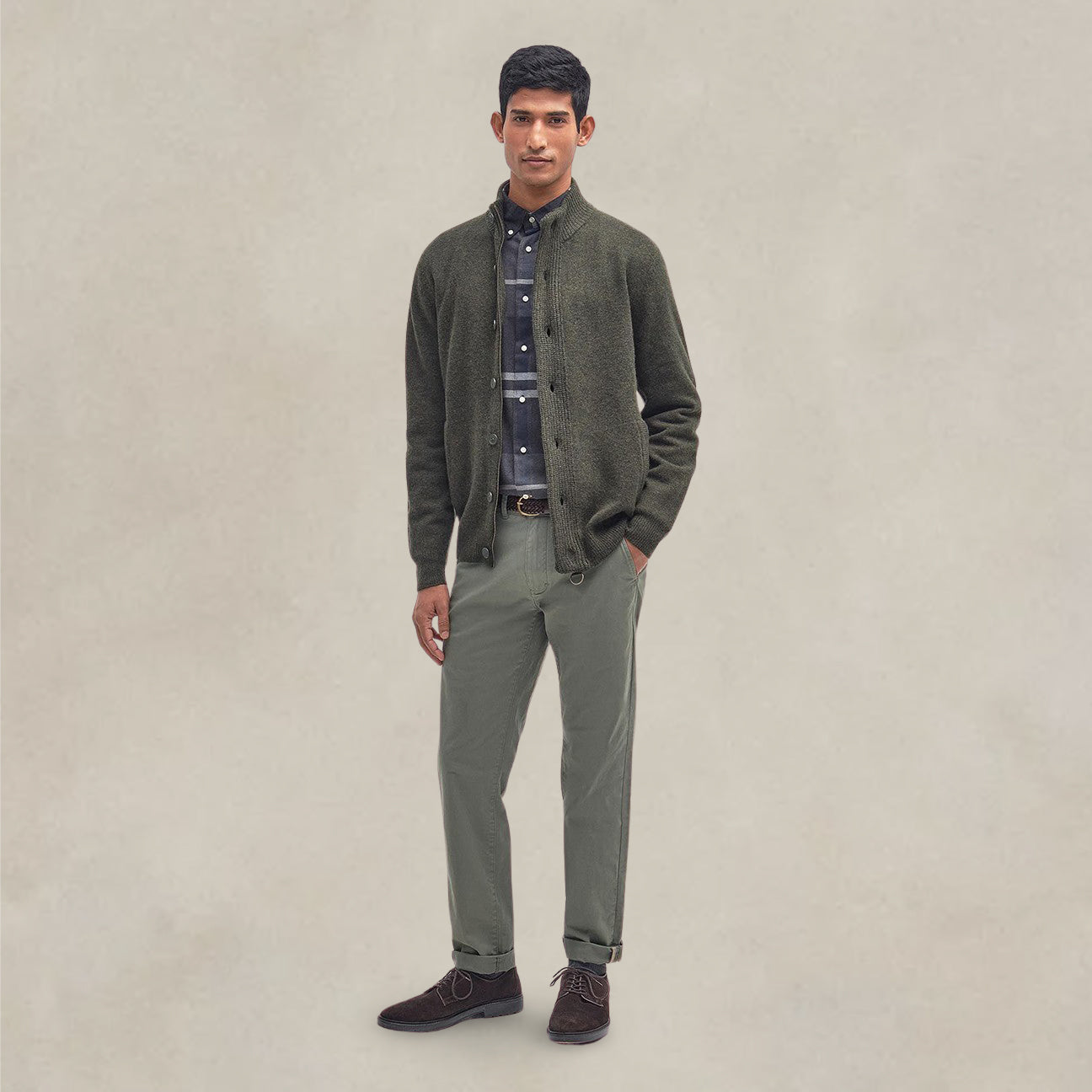 Cardigan uomo Patch Seaweed MKN0731 GN73 SEAWEED BARBOUR 