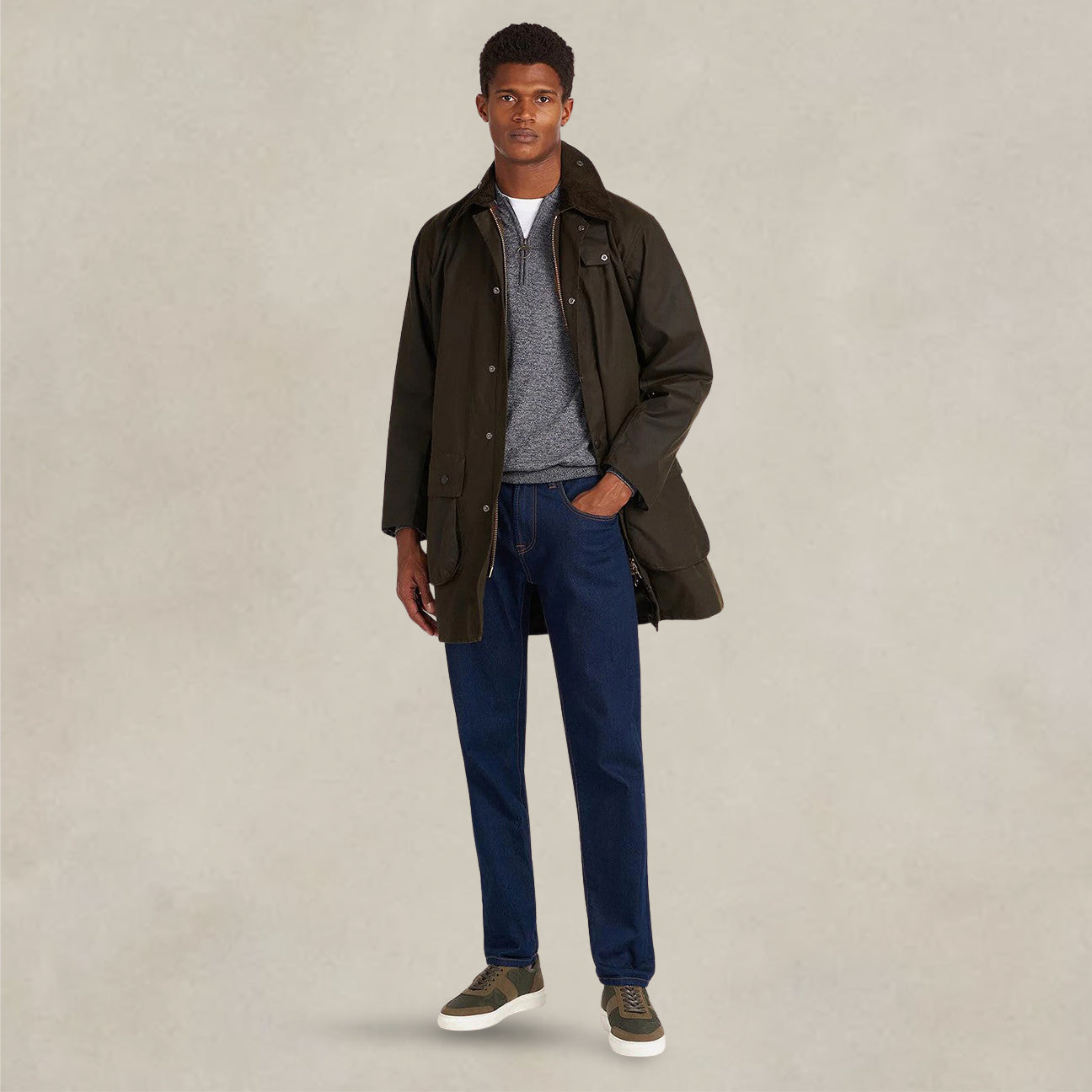 Giacca uomo cerata Northumbria Olive MWX009 OL91 OLIVE BARBOUR 
