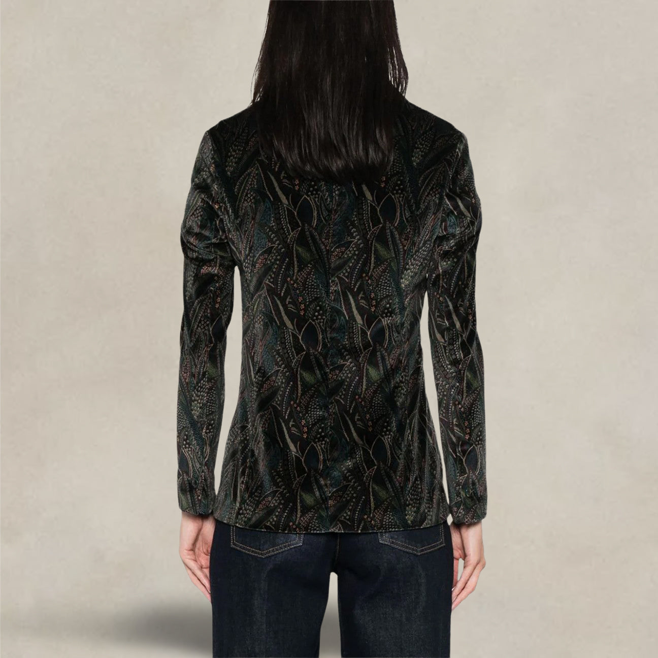 Giacca donna in velluto stampato Verde FD3204 J004 ALLORO CIRCOLO1901 