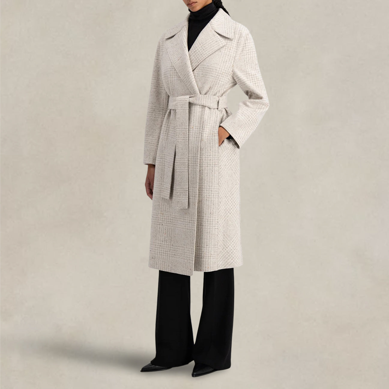 Cappotto Maxi in seta e lana A1266MEZ EZ01 GREY HARRIS WHARF LONDON 