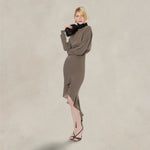 Vestito in light crêpe con ruche Tortora 242G 0148 5719 0428 VERDE PHILOSOPHY 