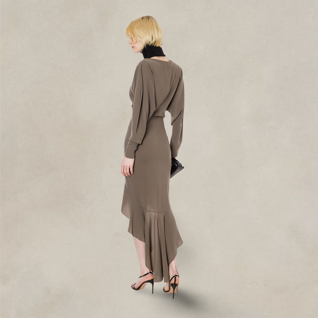 Vestito in light crêpe con ruche Tortora 242G 0148 5719 0428 VERDE PHILOSOPHY 