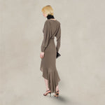 Vestito in light crêpe con ruche Tortora 242G 0148 5719 0428 VERDE PHILOSOPHY 