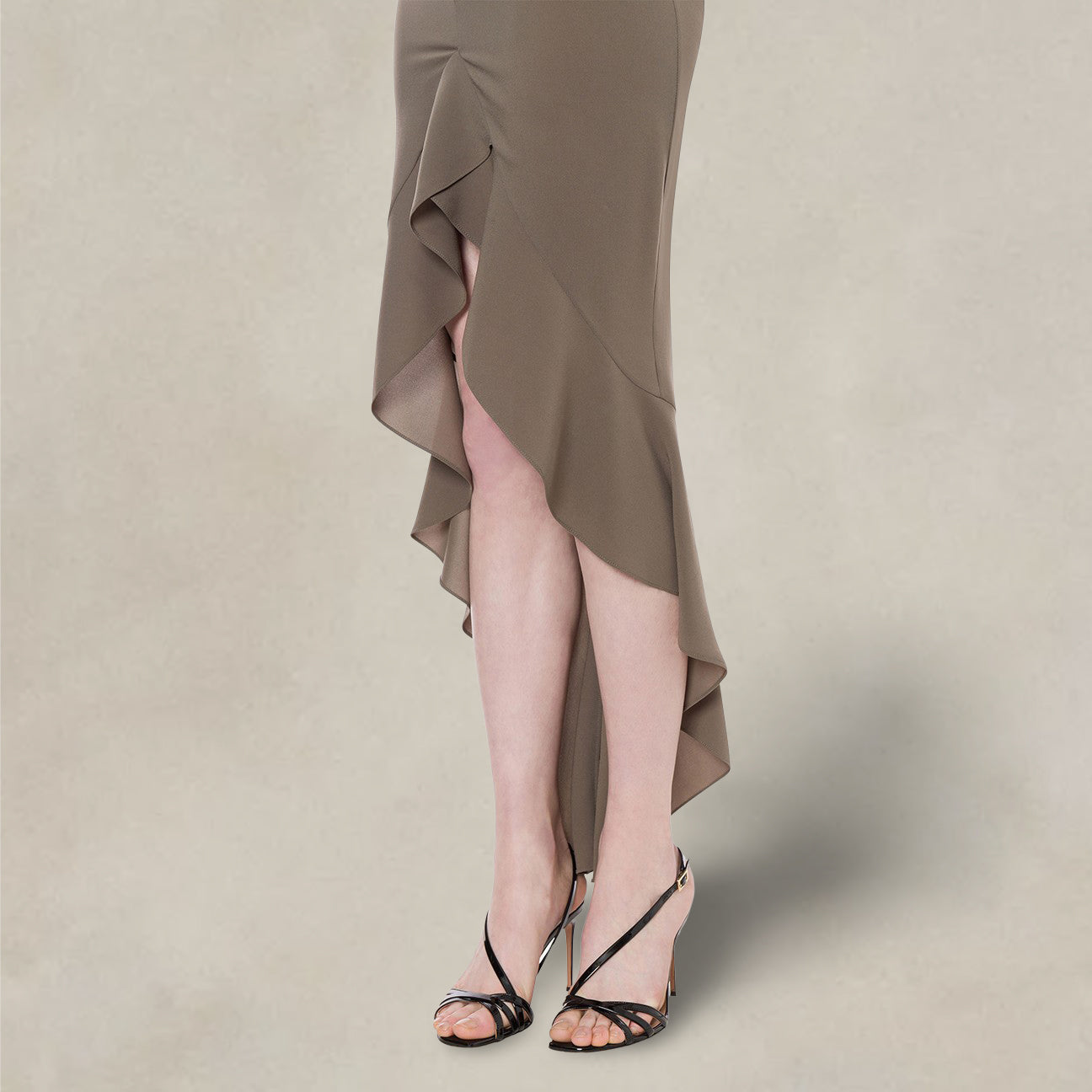 Vestito in light crêpe con ruche Tortora 242G 0148 5719 0428 VERDE PHILOSOPHY 