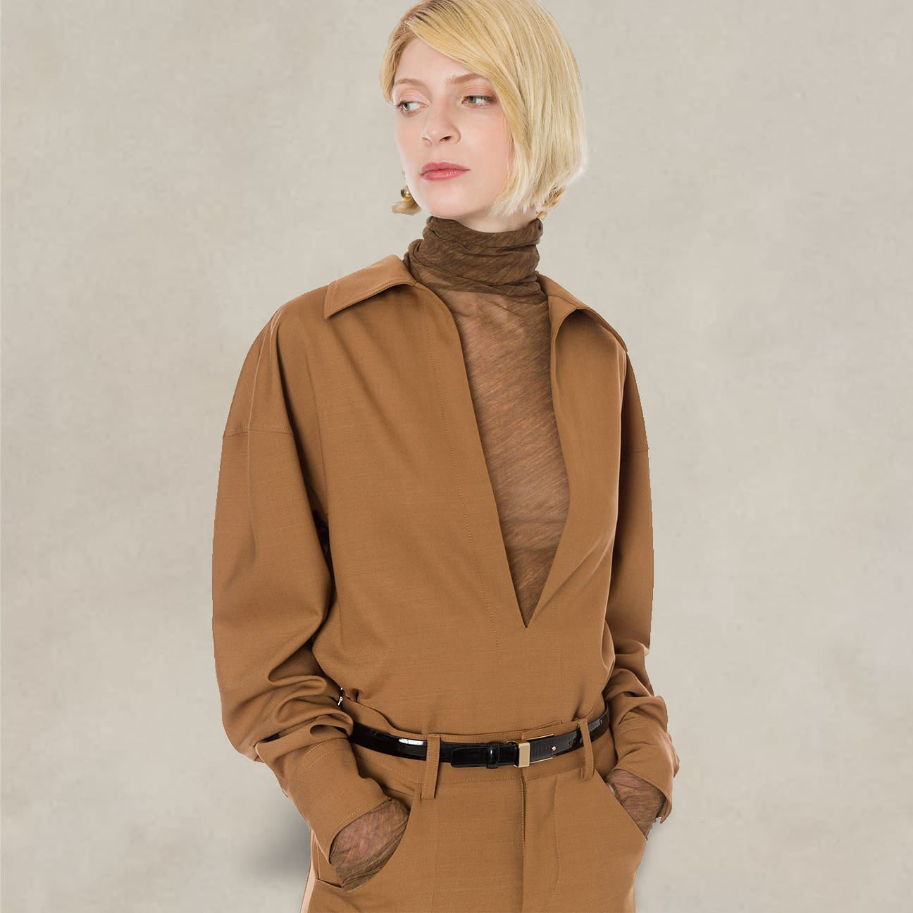 Blusa in tropical wool Beige 242G 0206 5727 0096 MARRONE PHILOSOPHY 