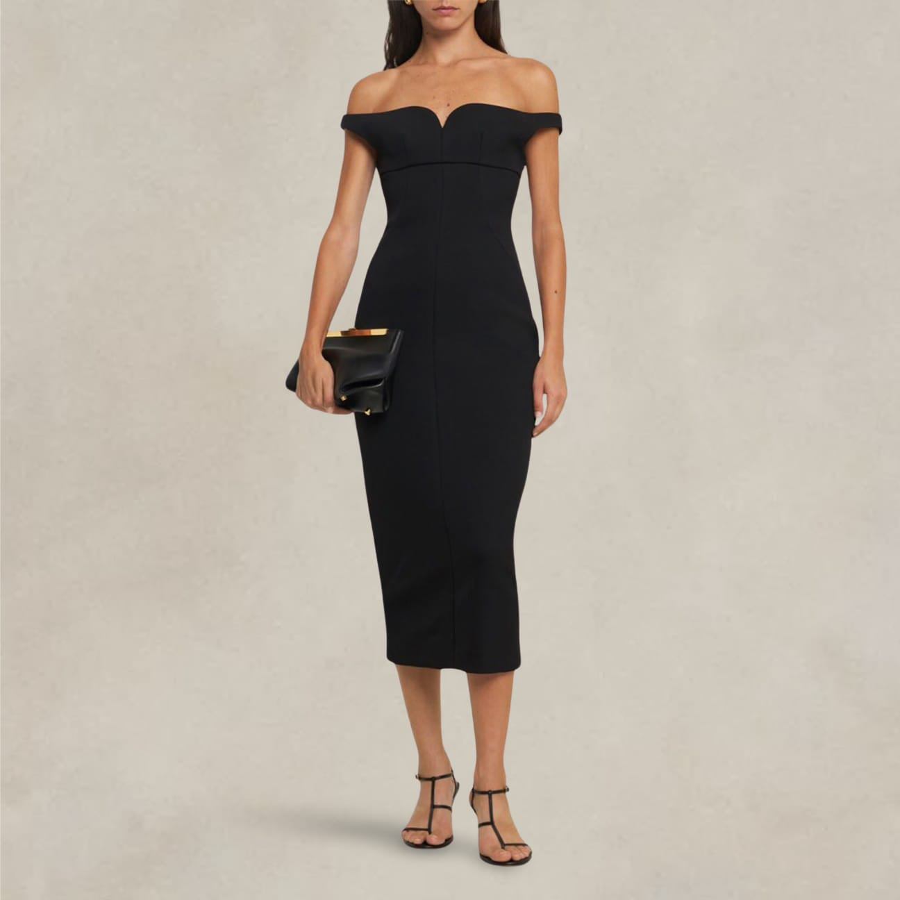 Vestito midi in techno crepe Nero 242G 0404 5728 555 NERO PHILOSOPHY 
