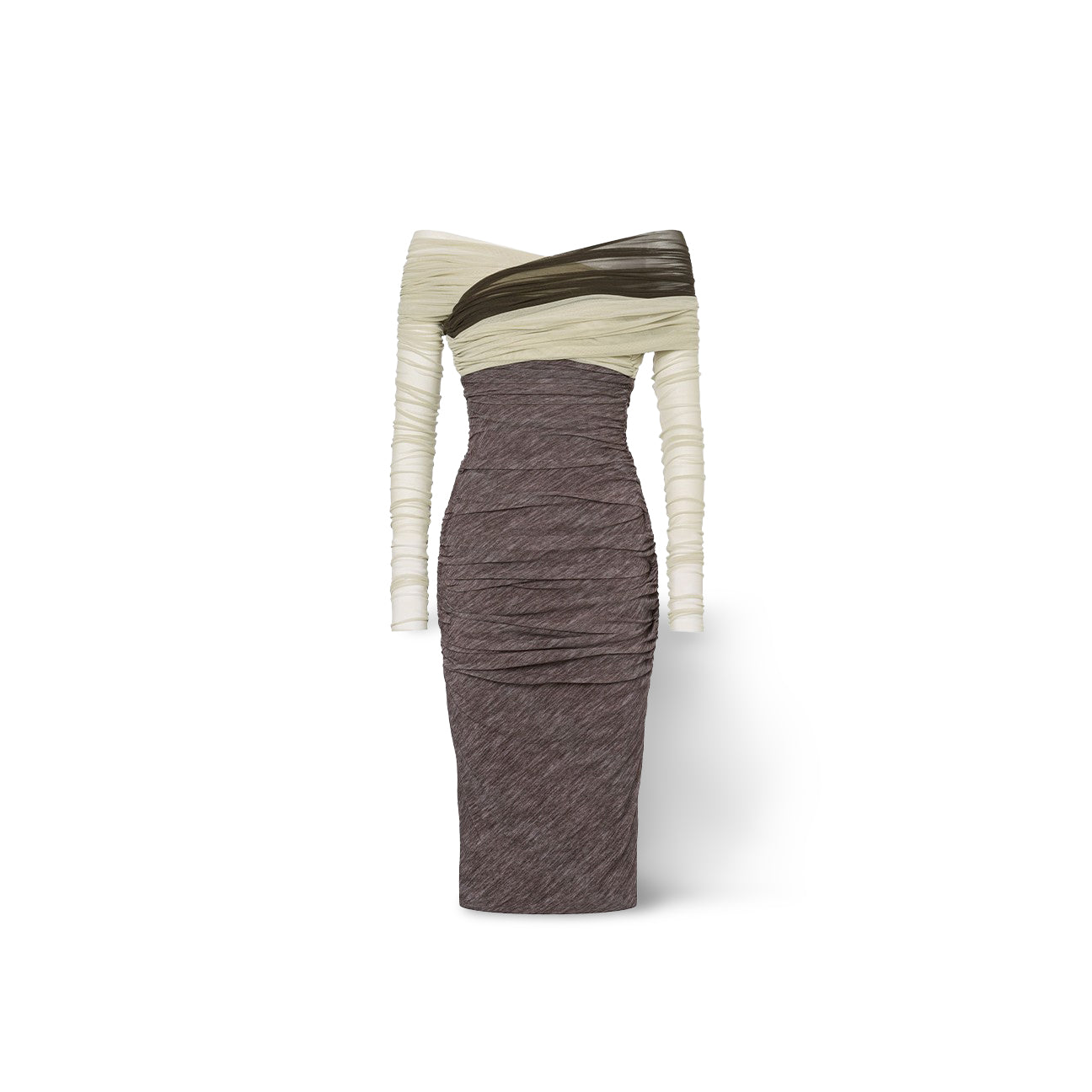 Abito in tulle stretch Longuette Marrone 242G 0448 57381095 MARRONE PHILOSOPHY