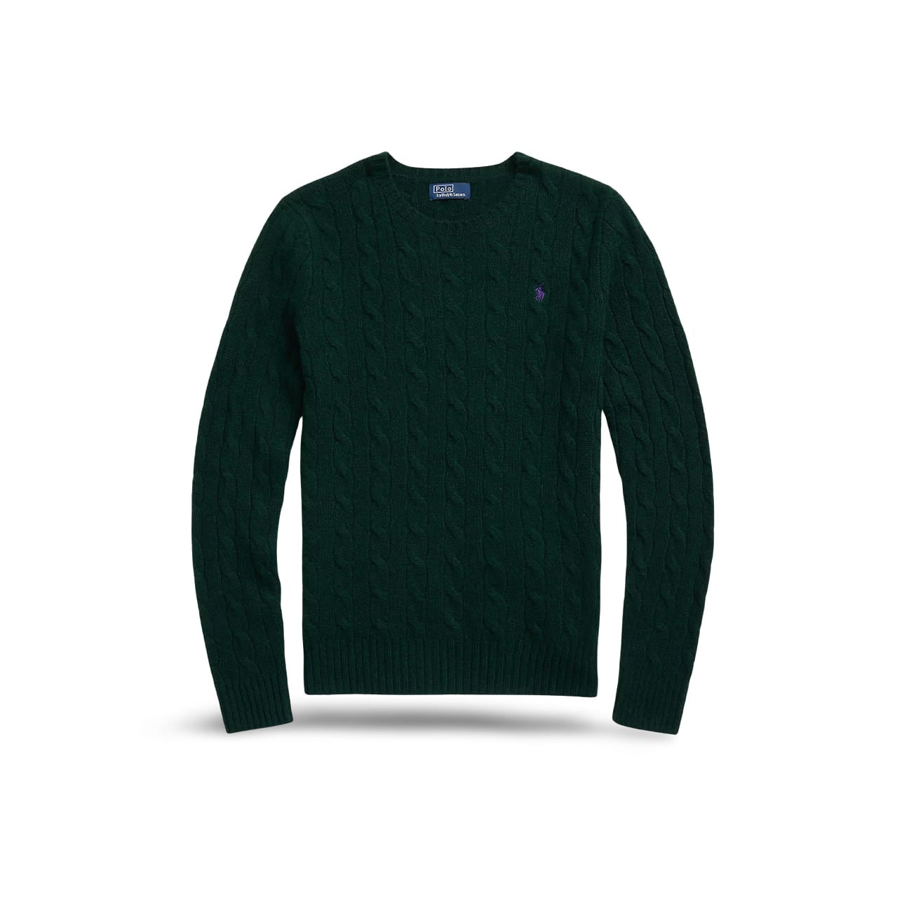 Maglia girocollo a trecce Verde 211910421 027 MOSS AGATE POLO RALPH LAUREN 