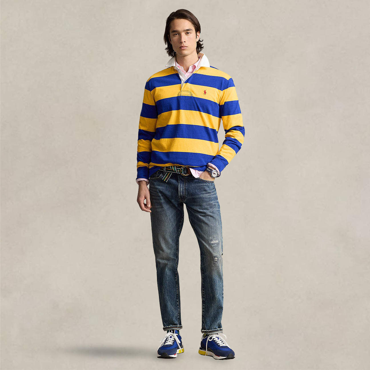Maglia Rugby a righe Blue e Giallo 710717116 047 YELLOW AZURE POLO RALPH LAUREN 