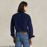Camicia uomo in velluto Custom Fit Blue 710853123 008 NEWPORT NAVY POLO RALPH LAUREN 