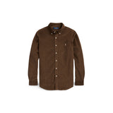 Camicia uomo in velluto Custom Fit Marrone 710853123 010 CHOCOLATE POLO RALPH LAUREN 
