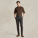 Camicia uomo in velluto Custom Fit Marrone 710853123 010 CHOCOLATE POLO RALPH LAUREN 