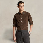 Camicia uomo in velluto Custom Fit Marrone 710853123 010 CHOCOLATE POLO RALPH LAUREN 