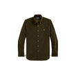Chemise homme en velours vert coupe sur mesure