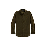 Camicia uomo in velluto Custom Fit Verde 710853123 011 CANOPY OLIVE POLO RALPH LAUREN 