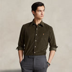 Camicia uomo in velluto Custom Fit Verde 710853123 011 CANOPY OLIVE POLO RALPH LAUREN 