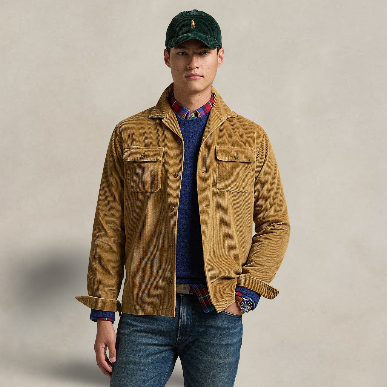 Camicia uomo Work in velluto Tan 710876980 009 RUSTIC TAN POLO RALPH LAUREN 