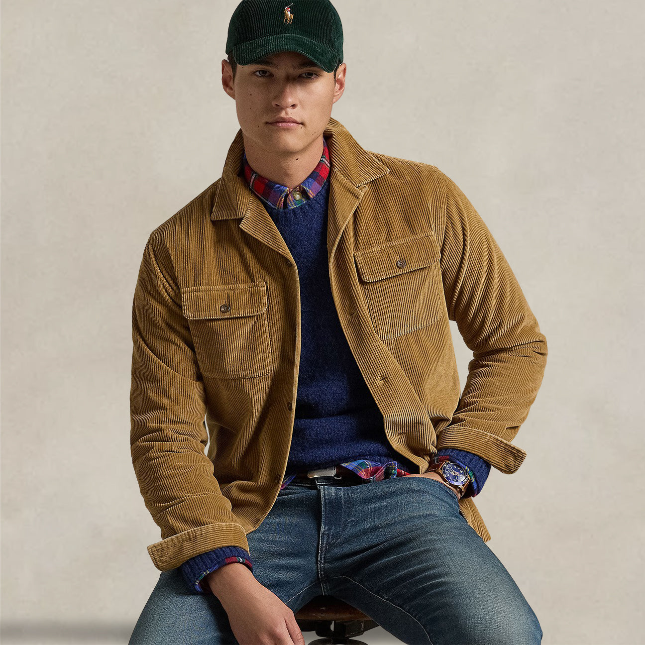 Camicia uomo Work in velluto Tan 710876980 009 RUSTIC TAN POLO RALPH LAUREN 