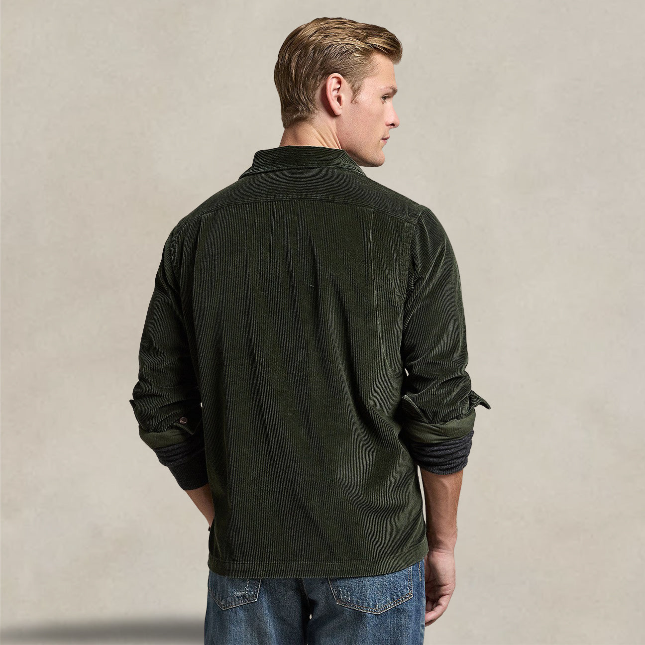 Camicia uomo Work in velluto Olive 710876980 014 ESTATE OLIVE POLO RALPH LAUREN 