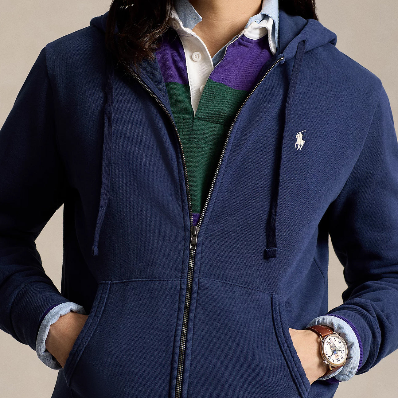 Felpa uomo Full Zip Blue 710916692 014 CRUISE NAVY POLO RALPH LAUREN 
