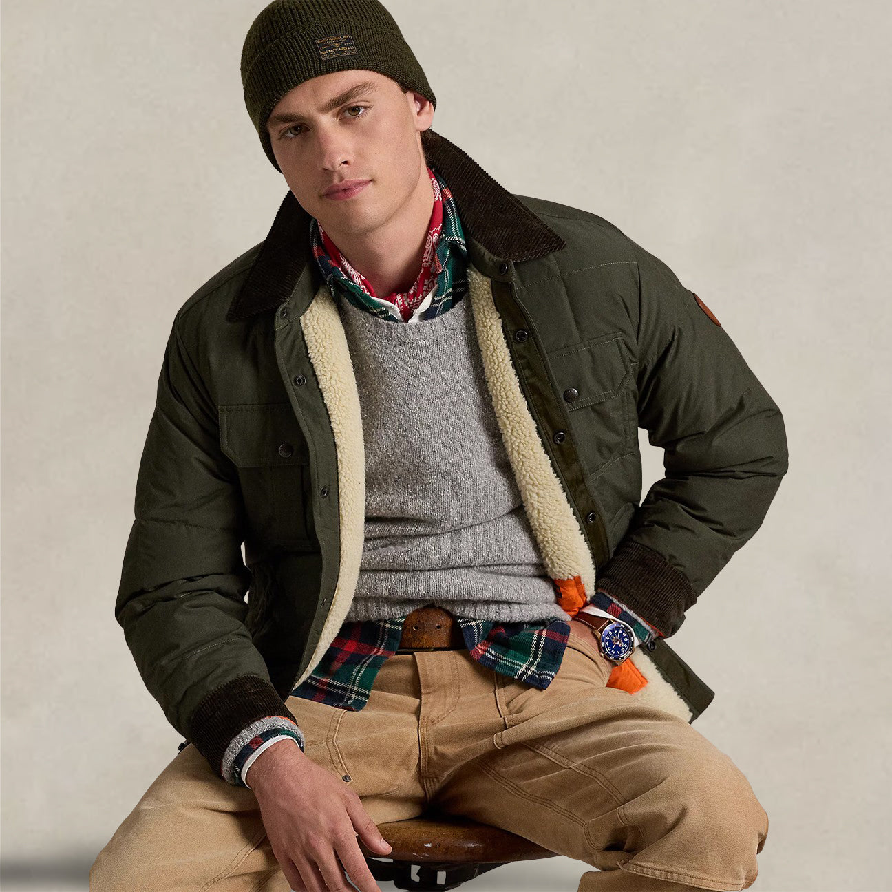 Piumino camicia uomo In pile idrorepellente Verde 710939330 001 RANGER GREEN POLO RALPH LAUREN 