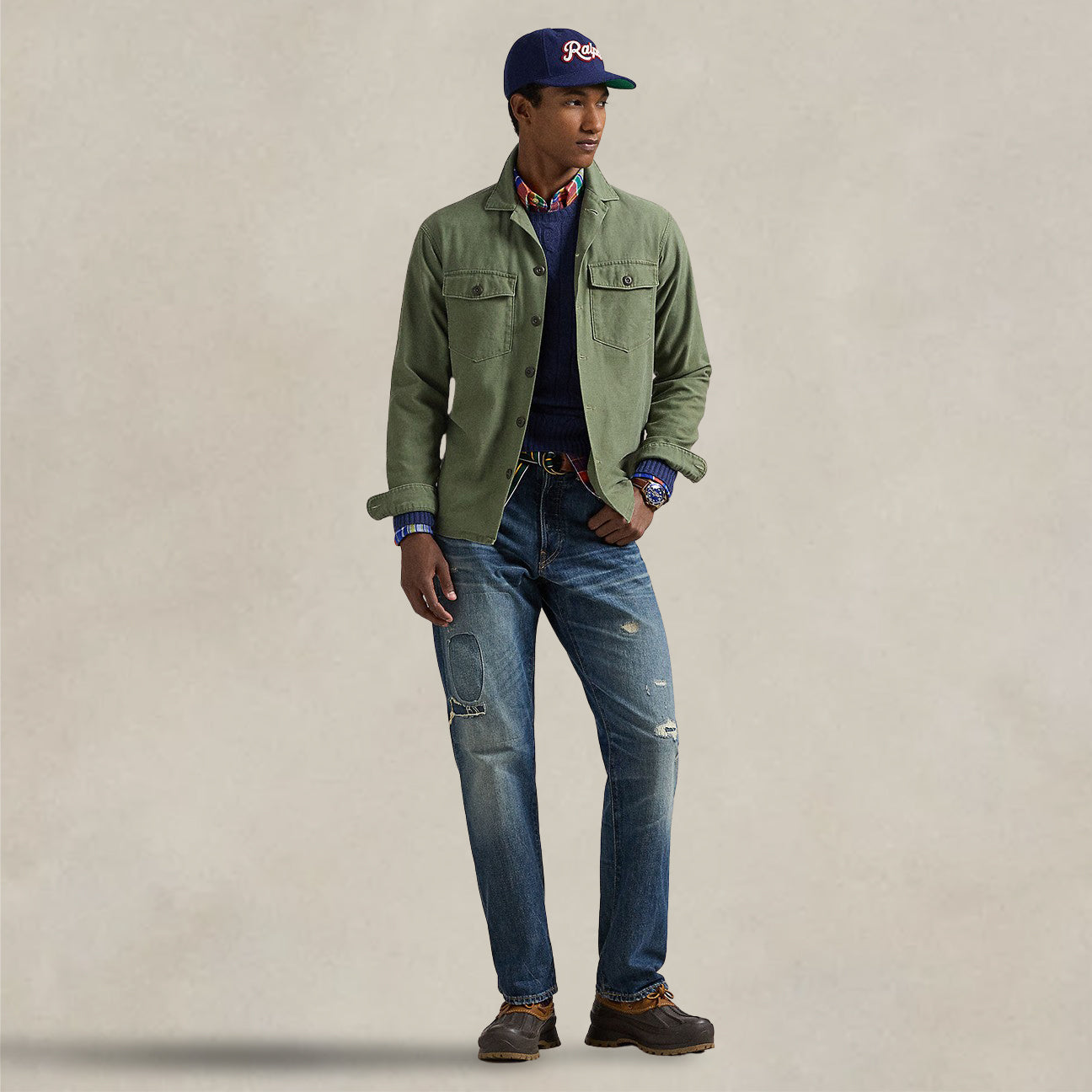 Camcia uomo militare Verde 710951171 001 OLIVE POLO RALPH LAUREN 