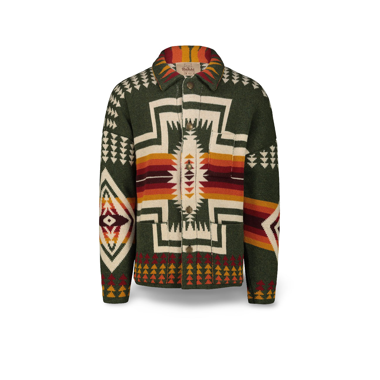 Giacca uomo in maglia Pueblo Jaquard Verde PUEBLO VERDE MELANGE RAKKI 