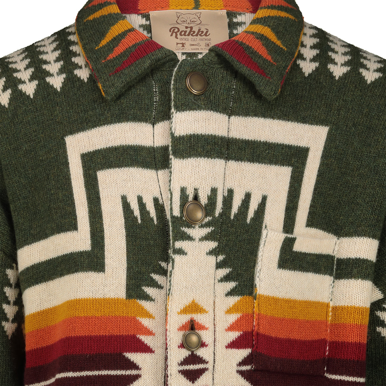 Giacca uomo in maglia Pueblo Jaquard Verde PUEBLO VERDE MELANGE RAKKI 