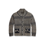 Cardigan sciallato in misto cotone Blue Bianco 782943522 001 NAVYCREAM RRL 
