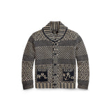 Cardigan sciallato in misto cotone Blue Bianco 782943522 001 NAVYCREAM RRL 