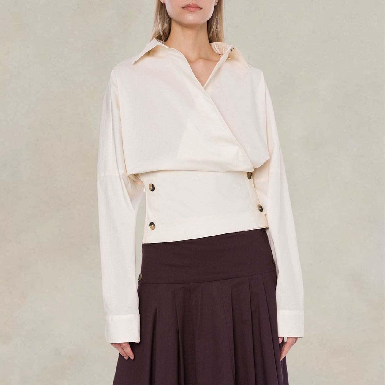 Camicia in cotone stretch Bianco<BR/> 02042120 0003 AVORIO PHILOSOPHY 