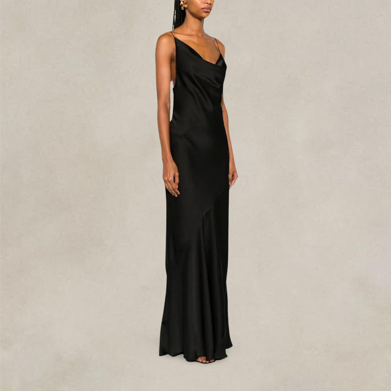 Abito lungo in satin Nero<BR/><BR/> 04540722 0555 NERO PHILOSOPHY 