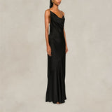 Abito lungo in satin Nero<BR/><BR/> 04540722 0555 NERO PHILOSOPHY 