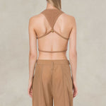 Top a costine con piercing Beige<BR/> 08802100 0088 MARRONE PHILOSOPHY 