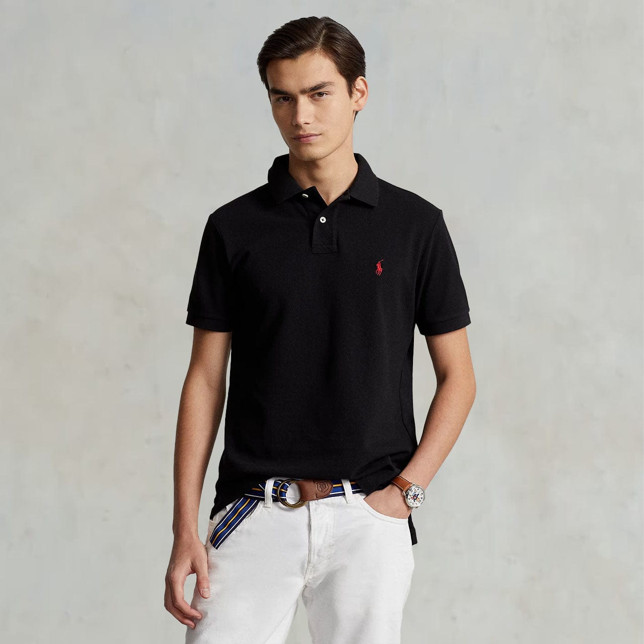 Polo uomo  Slim Fit Nero 710795080 006 BLACK POLO RALPH LAUREN 