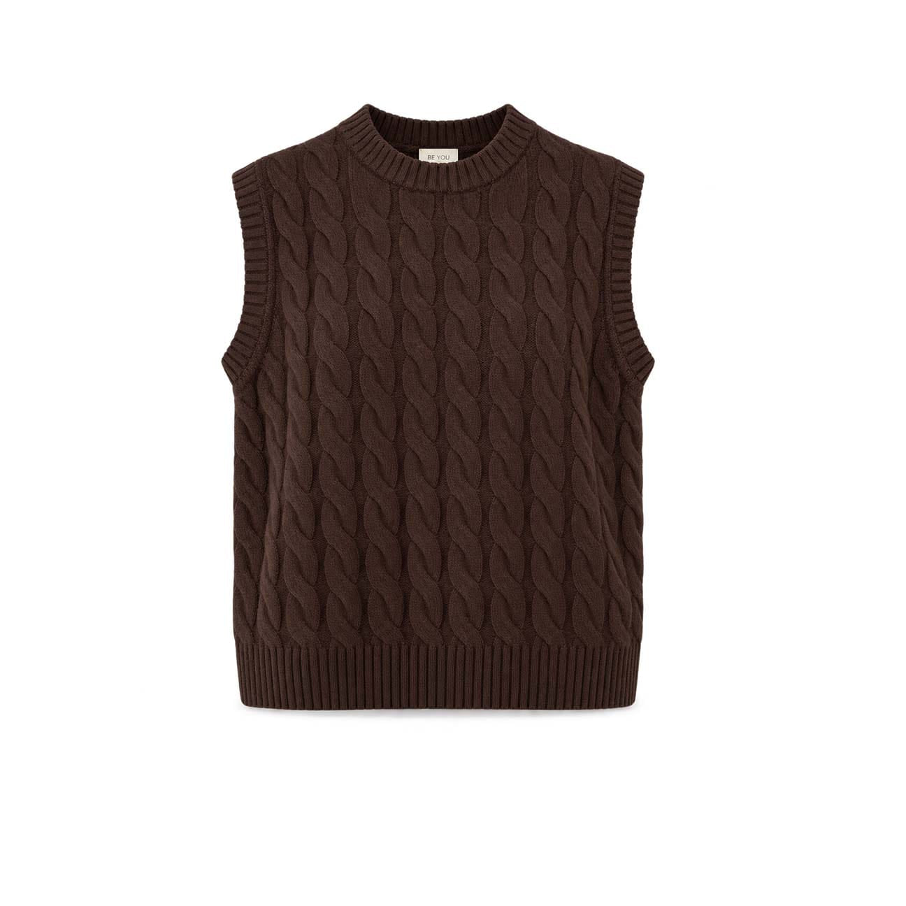 Gilet donna in cashmere con trecce Marrone CD9030 221 BE YOU 