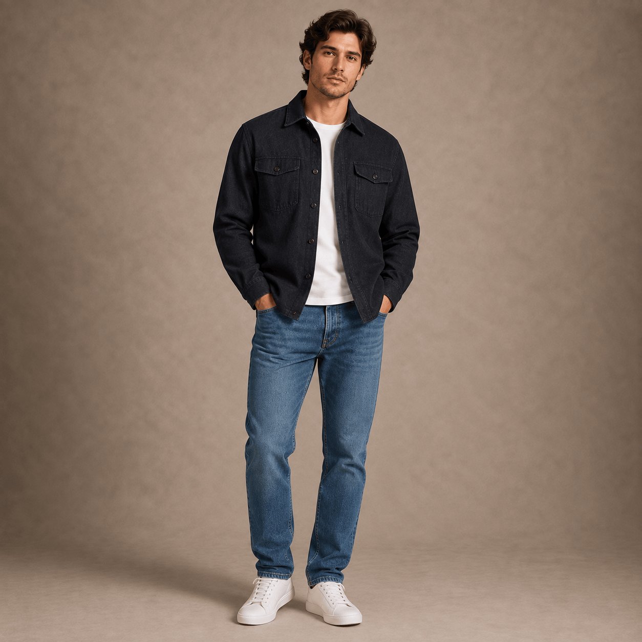 Overshirt uomo CPO in lana Quilted Blue CPO PADDED WOOL NAVY CHESAPEAKE'S 