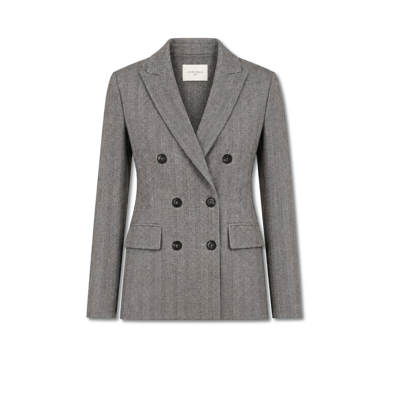 Giacca donna doppiopetto spinato Grigio FD4109 NERO CIRCOLO1901 