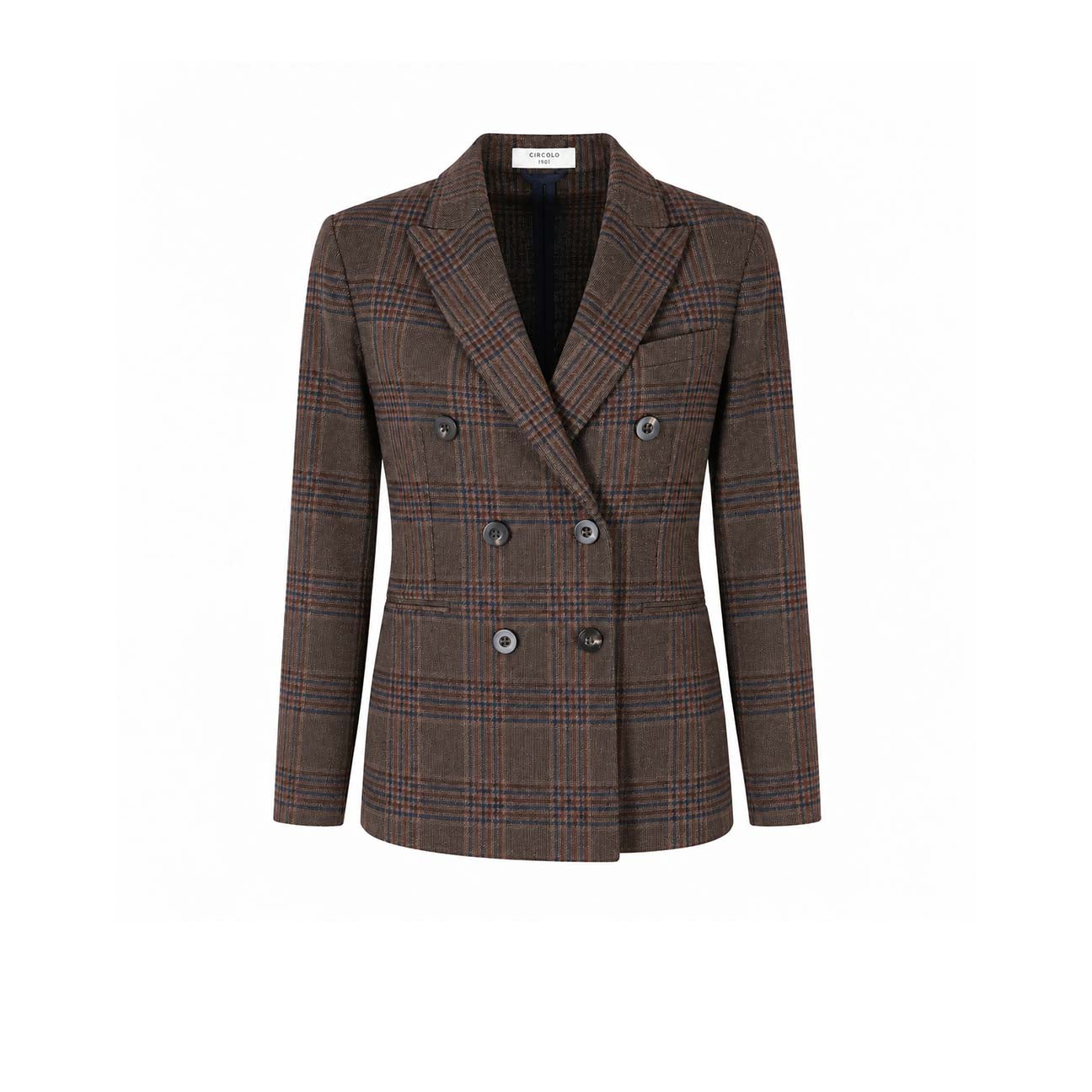 Giacca donna doppiopetto a quadri Marrone FD4168 001 CIRCOLO1901 