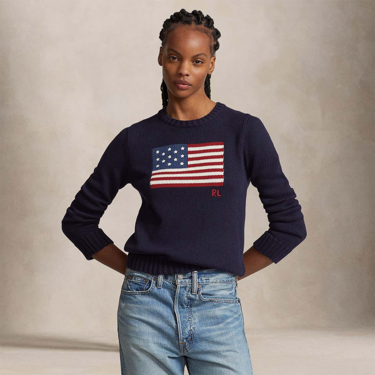 Maglia donna in cotone girocollo  Flag Blue 211896939001 NAVY POLO RALPH LAUREN 